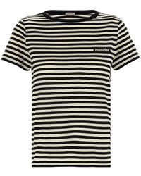 Moncler - Blackwhite Striped Cotton T-Shirt - Lyst