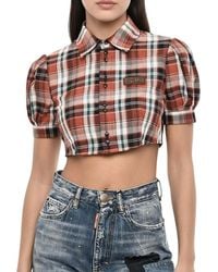 DSquared² - Checks Shirt Collar Top - Lyst