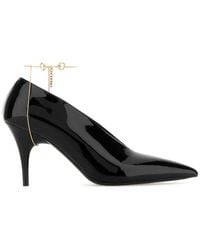 Gucci - Leather Décolletté Pumps With Jewel - Lyst