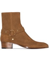 Saint Laurent - Wyatt 40 Calfskin Harness Boots For Fw24 - Lyst