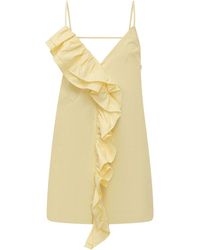 MSGM - Solid V Neck Knee Length Dress - Lyst