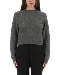 Moschino - Ribbed Cropped Sweater With Frayed Hem - Lyst