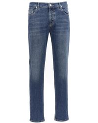 Brunello Cucinelli - Logo Embroidery Stretch Jeans - Lyst