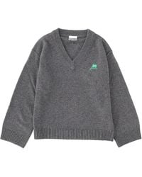 Ganni - Logo V Neck Sweater - Lyst