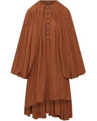 Lanvin - Pleated Round Neck Midi Dress - Lyst