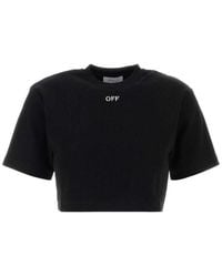 Off-White c/o Virgil Abloh - Crew Neck Logo Crop T-Shirt - Lyst