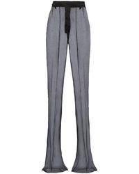 Prada - Organza Semi-Sheer Flared-Leg High-Rise Silk Trousers - Lyst
