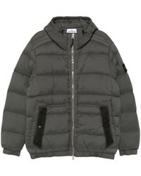 Stone Island - Quilted Hooded Down Jacket With Distinctive Patch Logo - Lyst