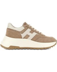 Hogan - Chunky Suede Cream Leather Sneakers - Lyst