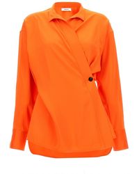 Ferragamo - Asymmetric Mandarin Wrap Top - Lyst