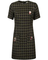 5 PROGRESS - Houndstooth Wool Blend Short Dress - Lyst