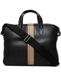 Paul Smith Multi-stripe Grained Leather Briefcase - Black