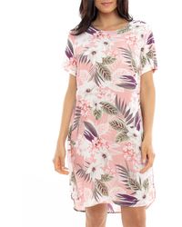 Jump Short Sleeve Tropical Print Dress - Pink