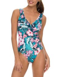 Jantzen Coco Mesh Double Frill One Piece - Blue