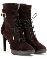 Burberry Manners Brogued Suede Ankle Boots - Brown