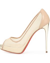 Christian louboutin Mega Vamp Lace-up Red Sole Pump in Pink (NUDE ... Christian louboutin Mega Vamp Lace-up Red Sole Pump in Pink (NUDE ...