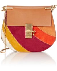 Chlo Drew Mini Leather and Suede Cross-Body Bag in Brown (TAN ...