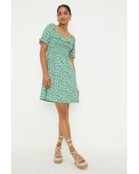 Dorothy Perkins - Multi Floral Shirred Waist Ruffle Mini Dress - Lyst