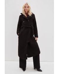Dorothy Perkins - Longline Double Breasted Teddy Coat - Lyst
