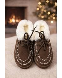 LARANGE - Embroidered Fluffy Cozy Moccasin-Inspired Slipper Slippers - Lyst