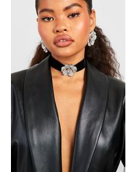 Boohoo - Embellished Corsage Flower Statement Choker Necklace - Lyst