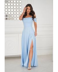 Love Lace - Viscose Short Sleeve Maxi Dress With Slit - Lyst