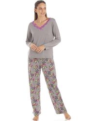 CAMILLE - Lightweight Floral Print Spandex Pyjama Set - Lyst