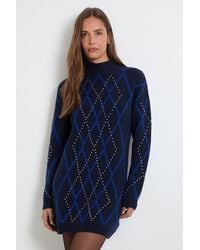 Wallis - Funnel Neck Knitted Midi Dress - Lyst