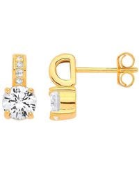 Jewelco London - Plated D-Shape Cz Solitaire Drop Earrings - Lyst