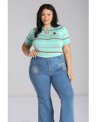 Hell Bunny - Berry Knitted Fitted Short Sleeve Cute Top - Lyst
