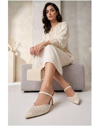 Miss Diva - Anusha Pearl Embellished Pointed Court Shoe Slingback Sandals - Lyst
