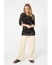 Izabel London - Floral Print Semi Sheer Layered Top - Lyst