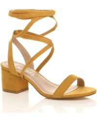 AJVANI - Mid Block Heel Tie Up Sandals - Lyst