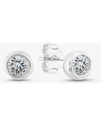 T.H.Baker - Sterling Round Cubic Zirconia Stud Earrings E198C - Lyst