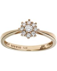 Jewelco London - 9Ct Round 1/4Ct Diamond 9 Stone Cluster Ring 7Mm - Lyst