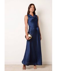 Blue Vanilla - Sleeveless Belted Cowl Neck Maxi Dress - Lyst