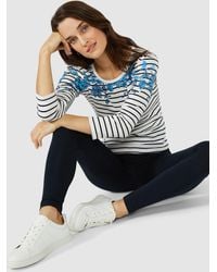 MAINE - Trailing Floral Yoke Striped Scoop Neck Top - Lyst