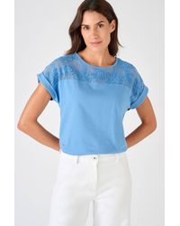 DAMART - Lace Detail Short Sleeve Top - Lyst