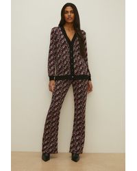 Oasis - Floral Jacquard Flare Trouser - Lyst