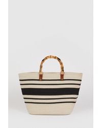 Oasis - Mono Stripe Bamboo Handle Detail Bag - Lyst