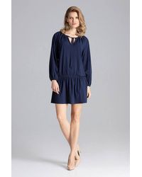 Love Lace - Loose Fit Long Sleeve Dress With Elastic Hips - Lyst