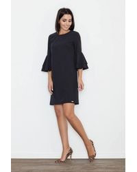 KDMD - Loose Fit Zip Back Daydress With Frill Sleeves - Lyst