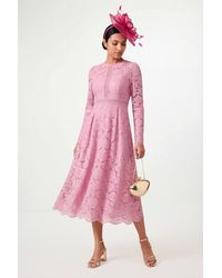 Wallis - Petite Lace Fit & Flare Midi Dress - Lyst