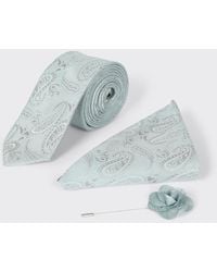 Burton - Slim Mint Wedding Paisley Tie Set With Lapel Pin - Lyst