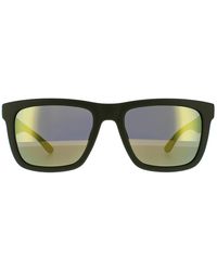 Lacoste - Rectangle Matte Green Green Mirror Sunglasses - Lyst