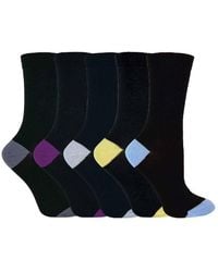 Sock Snob - 5 Pack Soft Top Cotton Rich Socks With Coloured Heel & Toe - Lyst