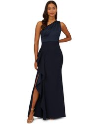Adrianna Papell - One Shoulder Satin Crepe Gown - Lyst