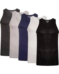 Keanu - Ribbed Cotton Blend Fitted Vest Top (Pack Of 6) - Lyst