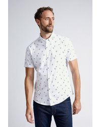 Burton - White Slim Fit Short Sleeve Bird Print Shirt - Lyst