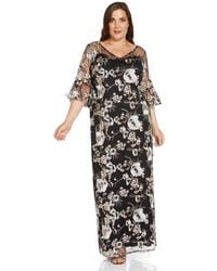 Adrianna Papell - Plus Embroidered Column Gown - Lyst